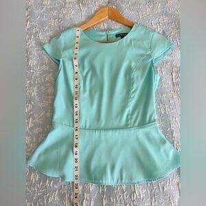 Express Mint Green Peplum Short Sleeve Blouse